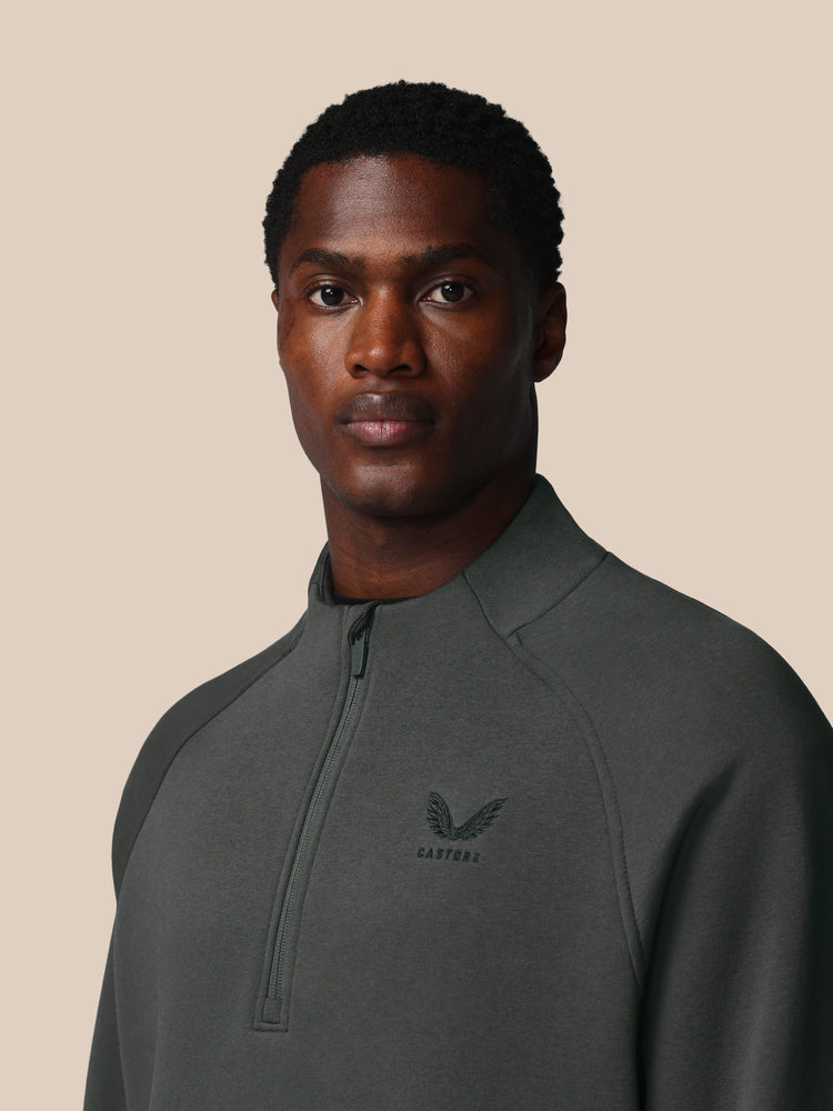 Men's Adapt Long Sleeve Cotton Fleece Quarter Zip Sweatshirt - Gunmetal