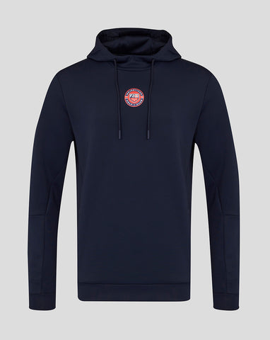 Navy blue hoodie with the Majesticks logo on the chest against a light gray background