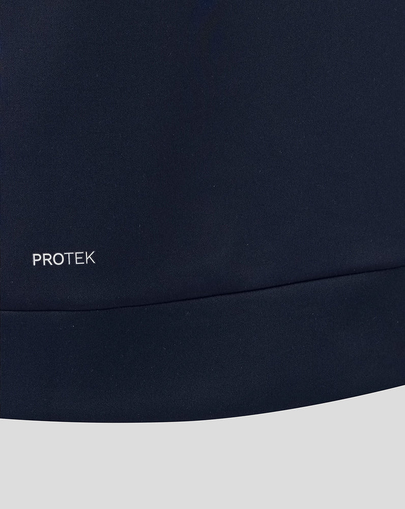 Navy blue fabric with 'PROTEK' logo on a white background