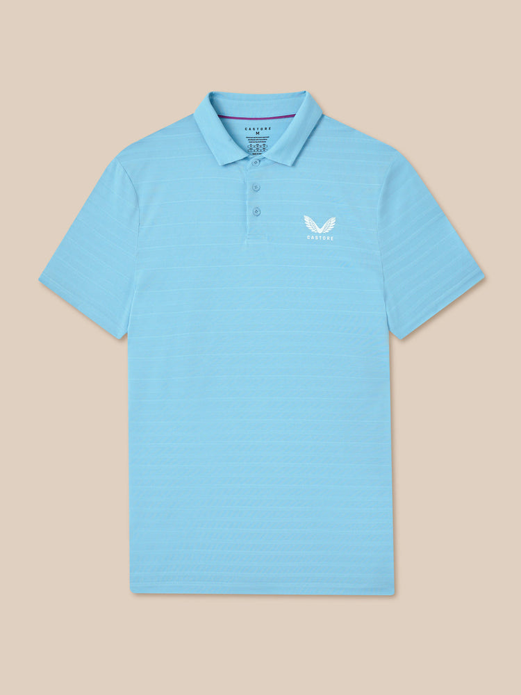 Men's Golf Pique Stripe Short Sleeve Polo Top - Sky Blue