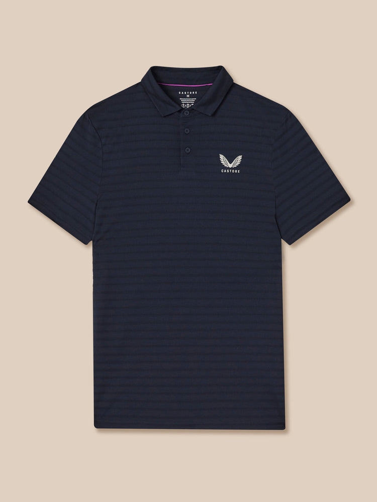 Men's Golf Pique Stripe Short Sleeve Polo Top - Navy