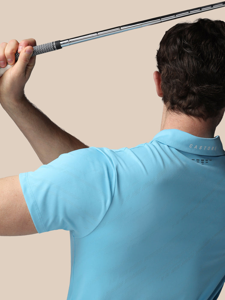 Men's Golf LVS Engineered Knit Short Sleeve Polo Top - Blue