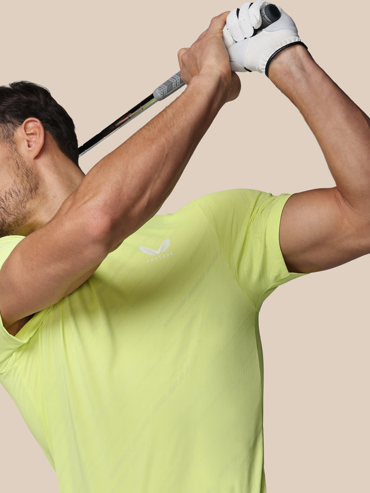 Men's Golf LVS Engineered Knit Short Sleeve Polo Top - Lime