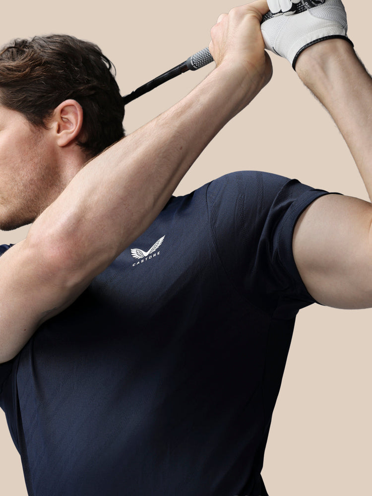 Men's Golf LVS Engineered Knit Short Sleeve Polo Top - Navy