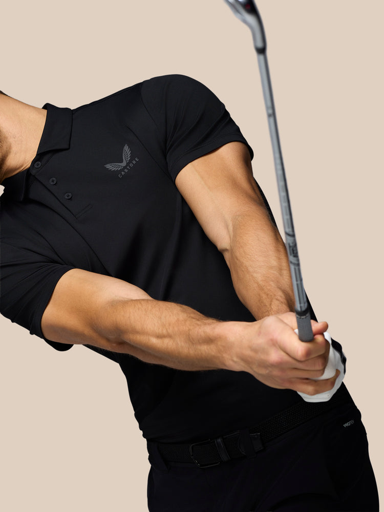 Men's Golf Essential Short Sleeve Polo Top - Black