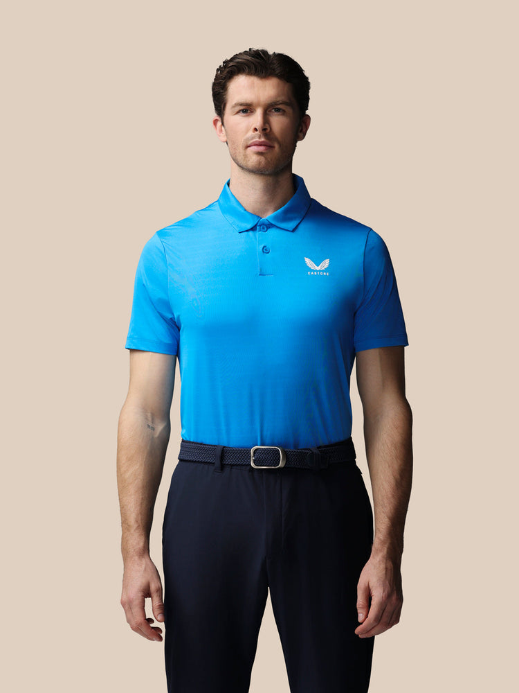 Men's Golf Striped Short Sleeve Polo Top - Blue