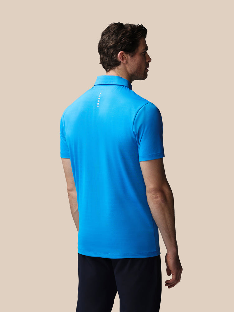 Men's Golf Striped Short Sleeve Polo Top - Blue
