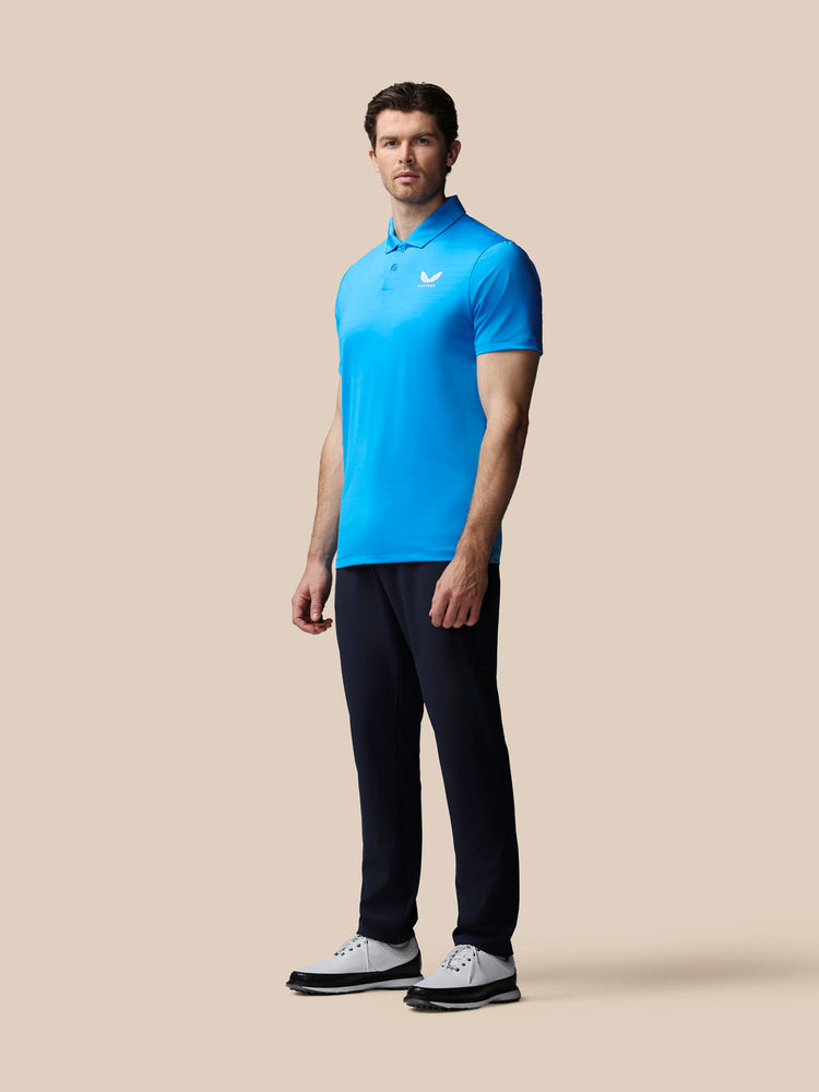 Men's Golf Striped Short Sleeve Polo Top - Blue