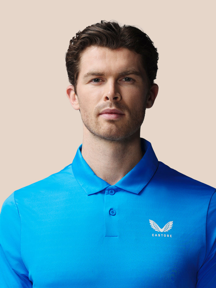 Men's Golf Striped Short Sleeve Polo Top - Blue