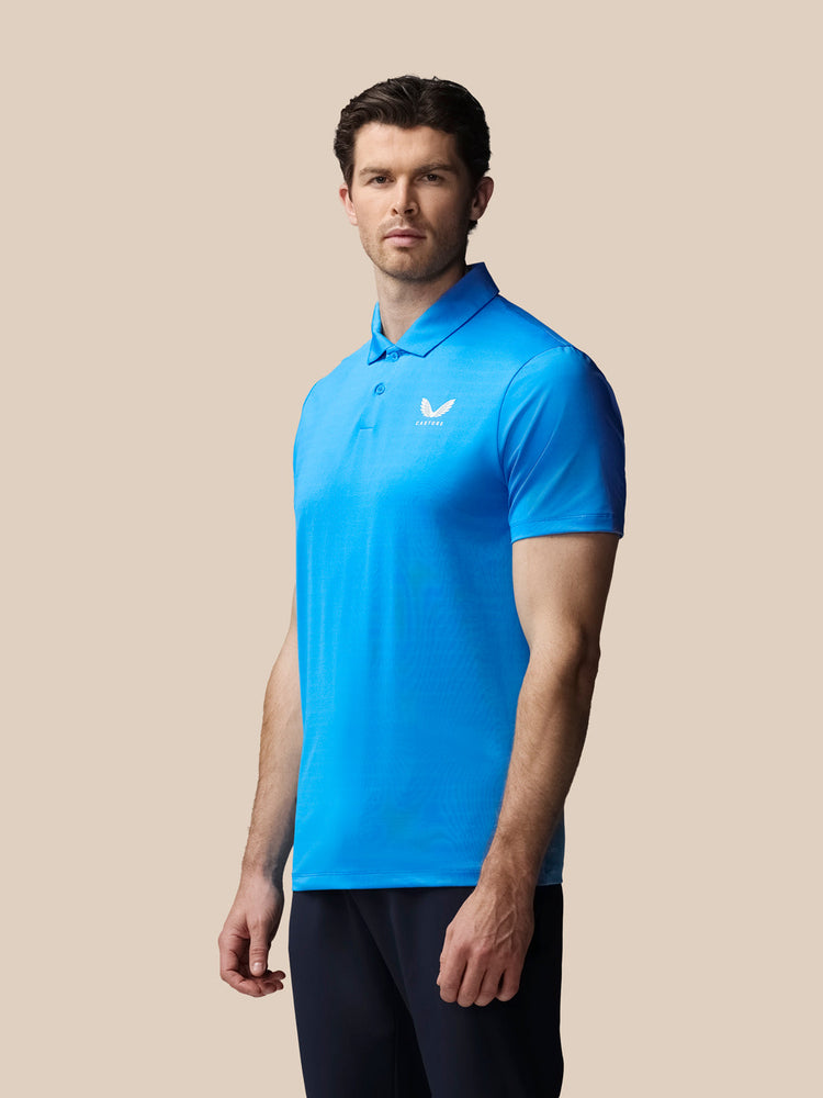 Men's Golf Striped Short Sleeve Polo Top - Blue