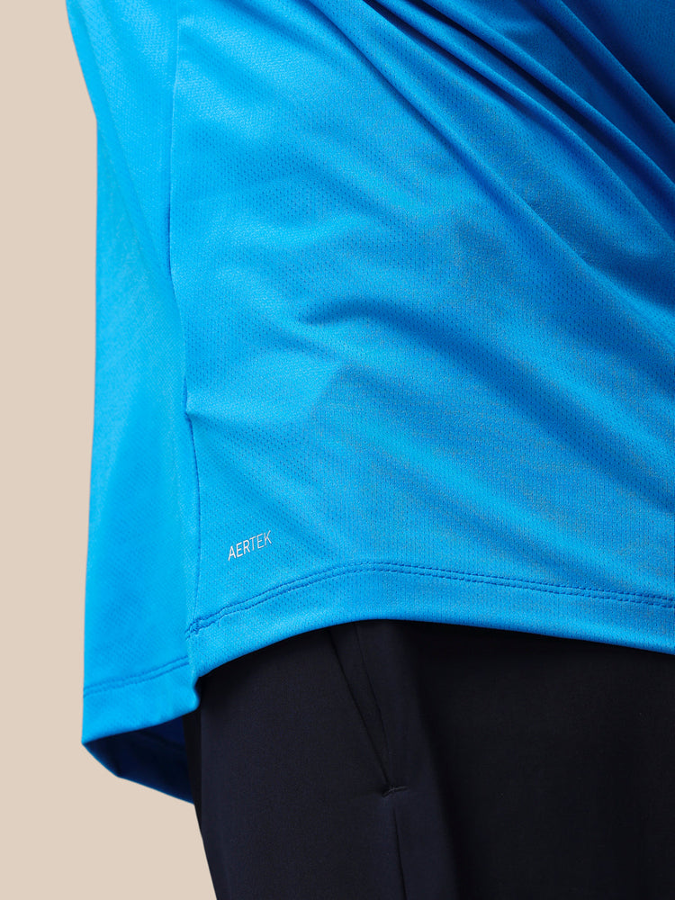 Men's Golf Striped Short Sleeve Polo Top - Blue