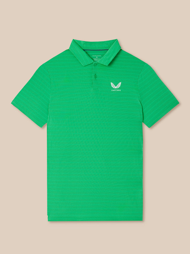 Men's Golf Striped Short Sleeve Polo Top - Jade Green