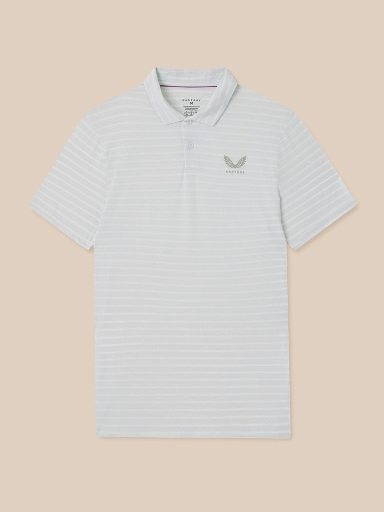 Men's Golf Striped Short Sleeve Polo Top - White