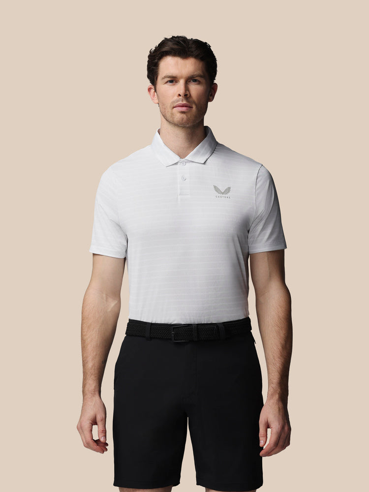 Men's Golf Striped Short Sleeve Polo Top - White