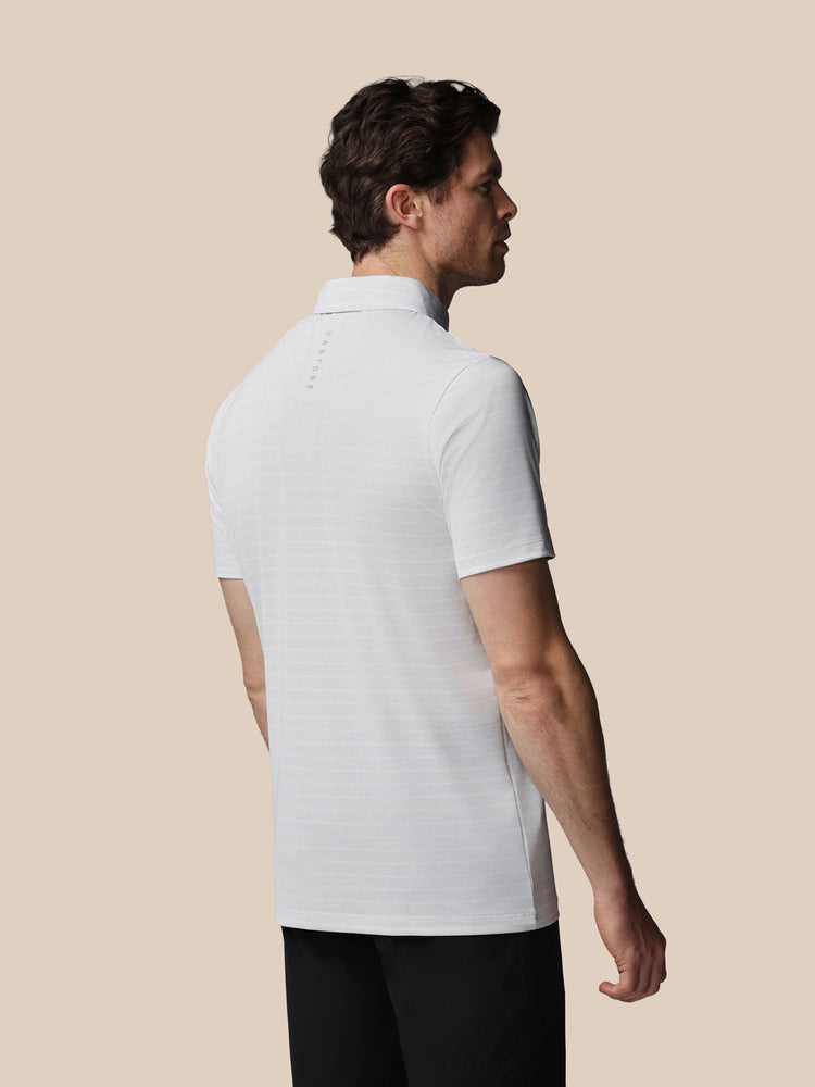 Men's Golf Striped Short Sleeve Polo Top - White