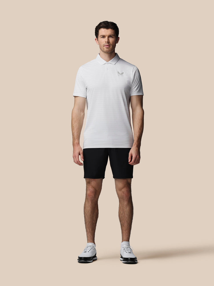Men's Golf Striped Short Sleeve Polo Top - White