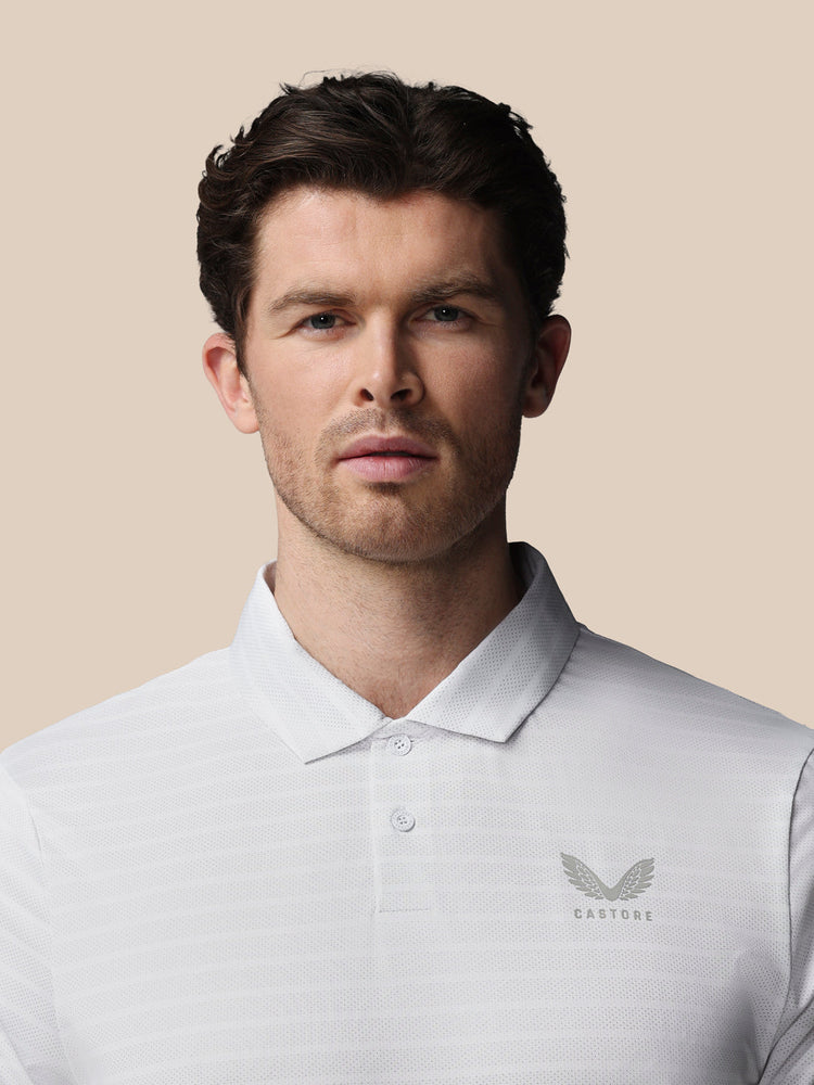 Men's Golf Striped Short Sleeve Polo Top - White