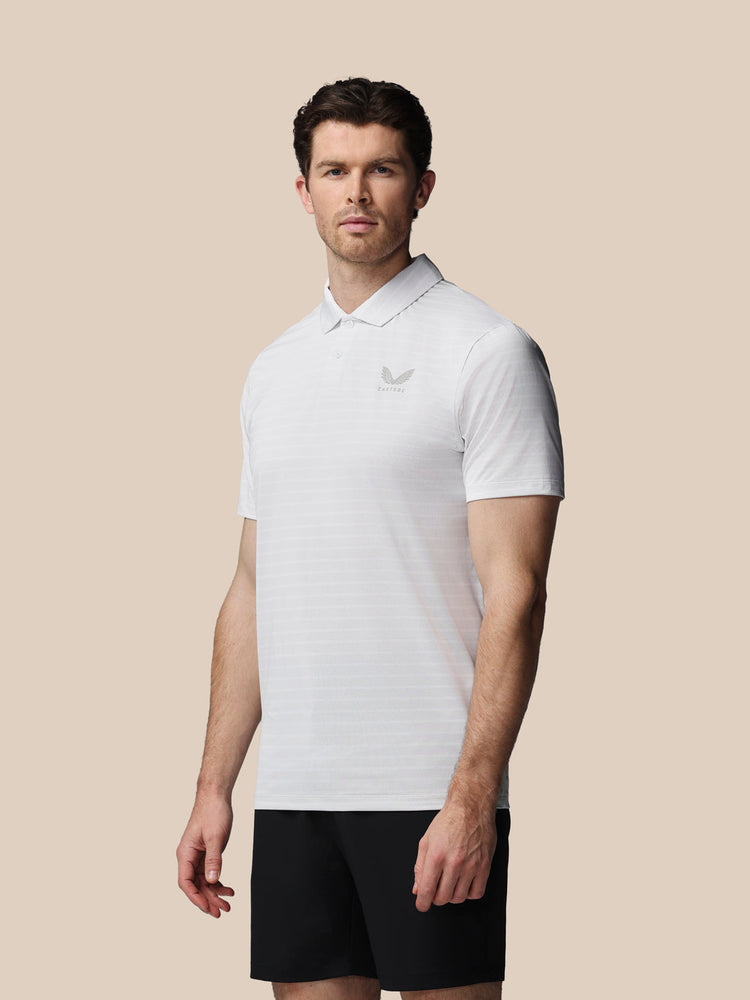 Men's Golf Striped Short Sleeve Polo Top - White