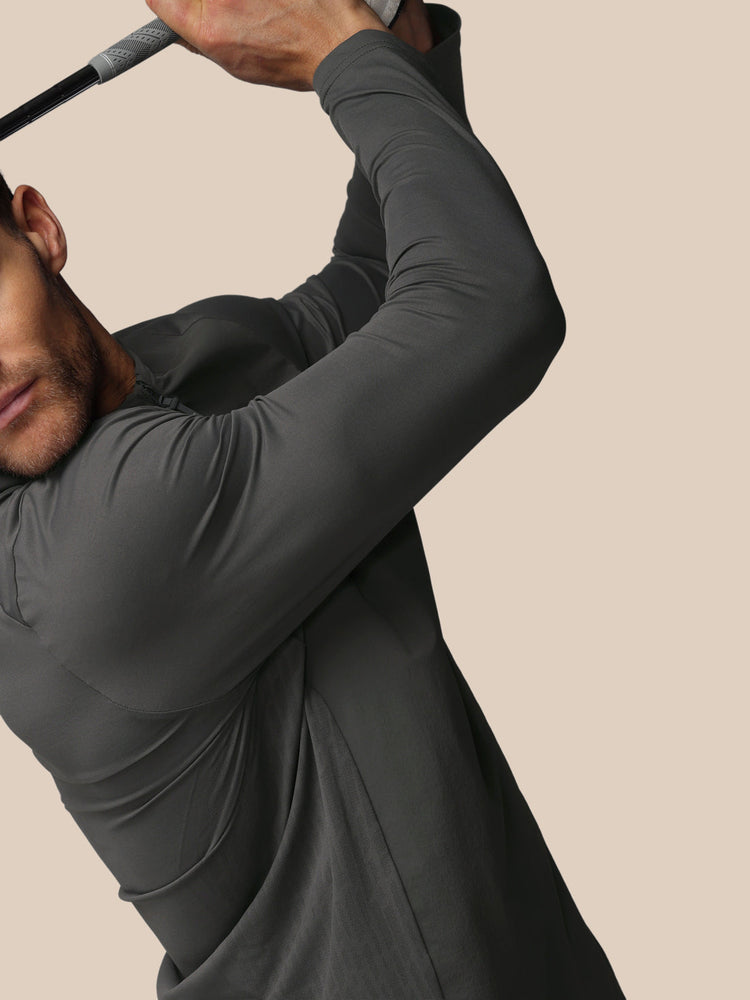 Men's Golf LVS Quarter Zip Long Sleeve Top - Gunmetal