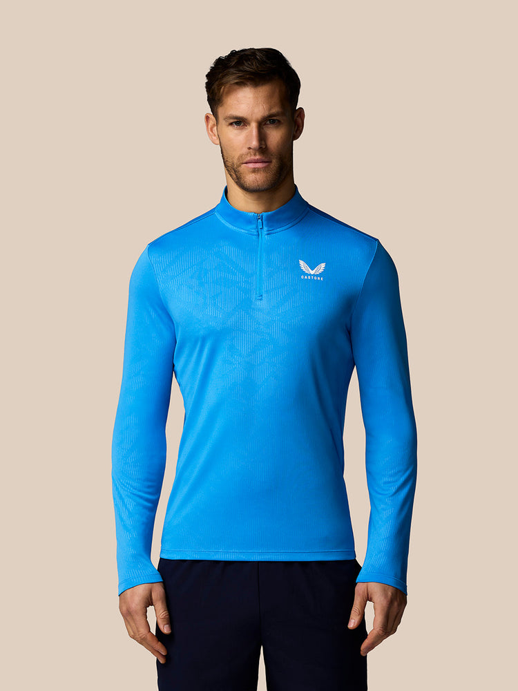 Men's Adapt All-Over Print Quarter Zip Long Sleeve Top - Blue