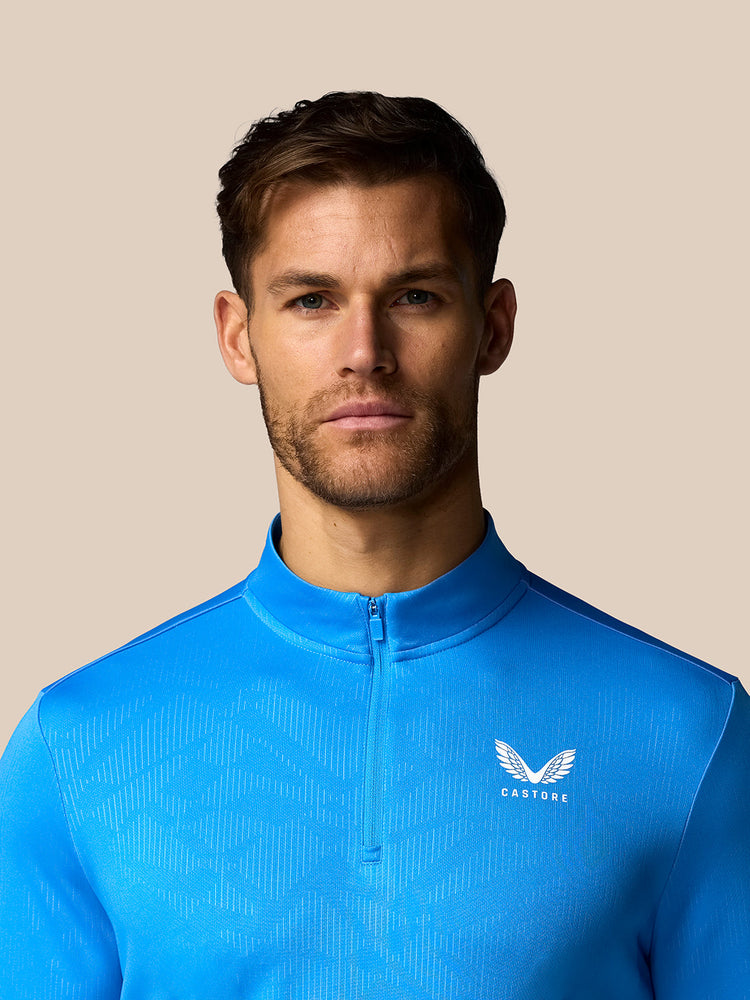 Men's Adapt All-Over Print Quarter Zip Long Sleeve Top - Blue