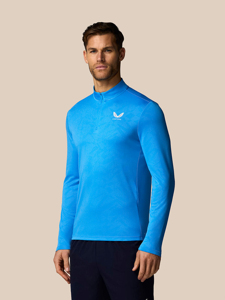Men's Adapt All-Over Print Quarter Zip Long Sleeve Top - Blue