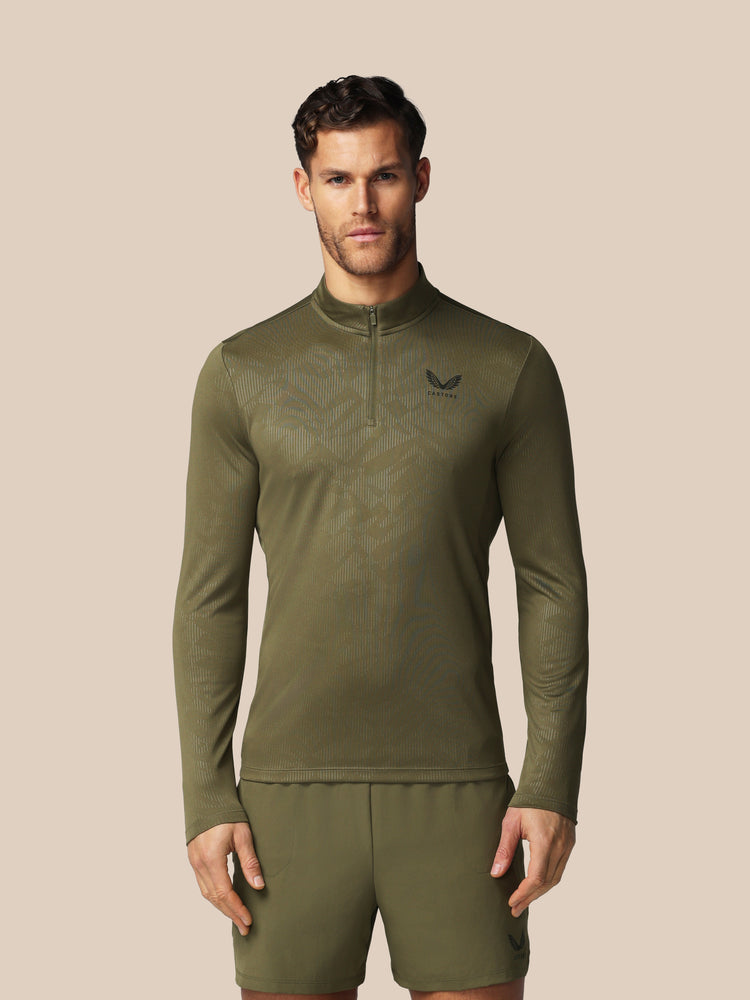 Men's Adapt All-Over Print Quarter Zip Long Sleeve Top - Ivy Green