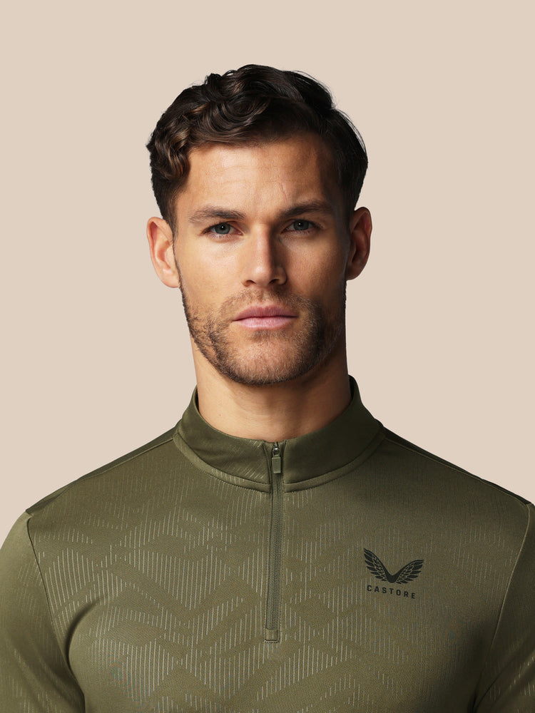 Men's Adapt All-Over Print Quarter Zip Long Sleeve Top - Ivy Green
