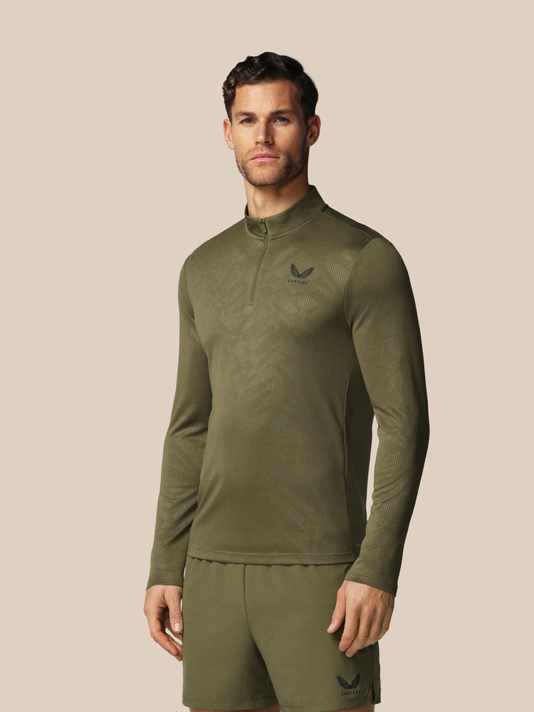 Men's Adapt All-Over Print Quarter Zip Long Sleeve Top - Ivy Green