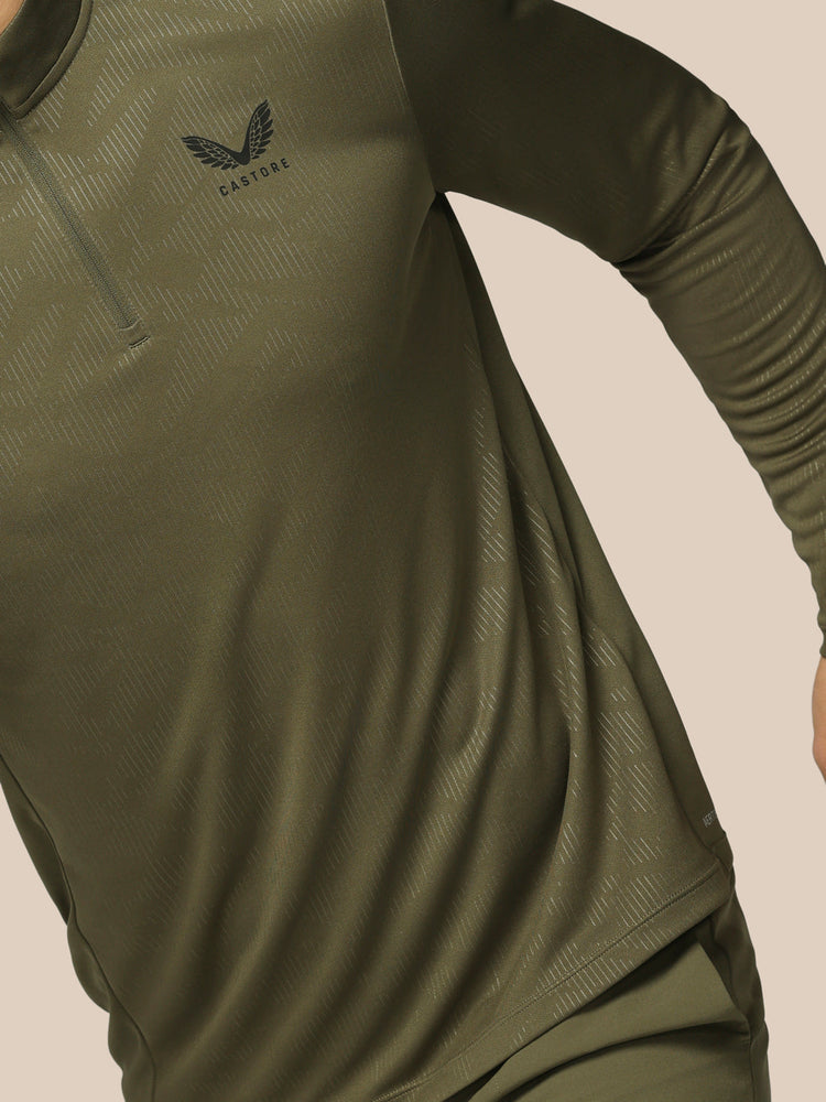 Men's Adapt All-Over Print Quarter Zip Long Sleeve Top - Ivy Green