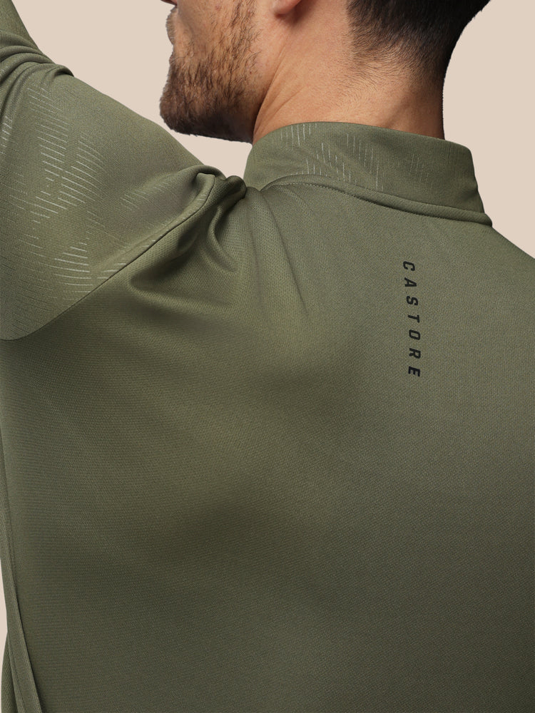 Men's Adapt All-Over Print Quarter Zip Long Sleeve Top - Ivy Green