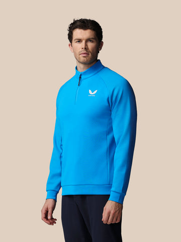 Men's Golf Flex Debossed Quarter Zip Long Sleeve Top - Blue