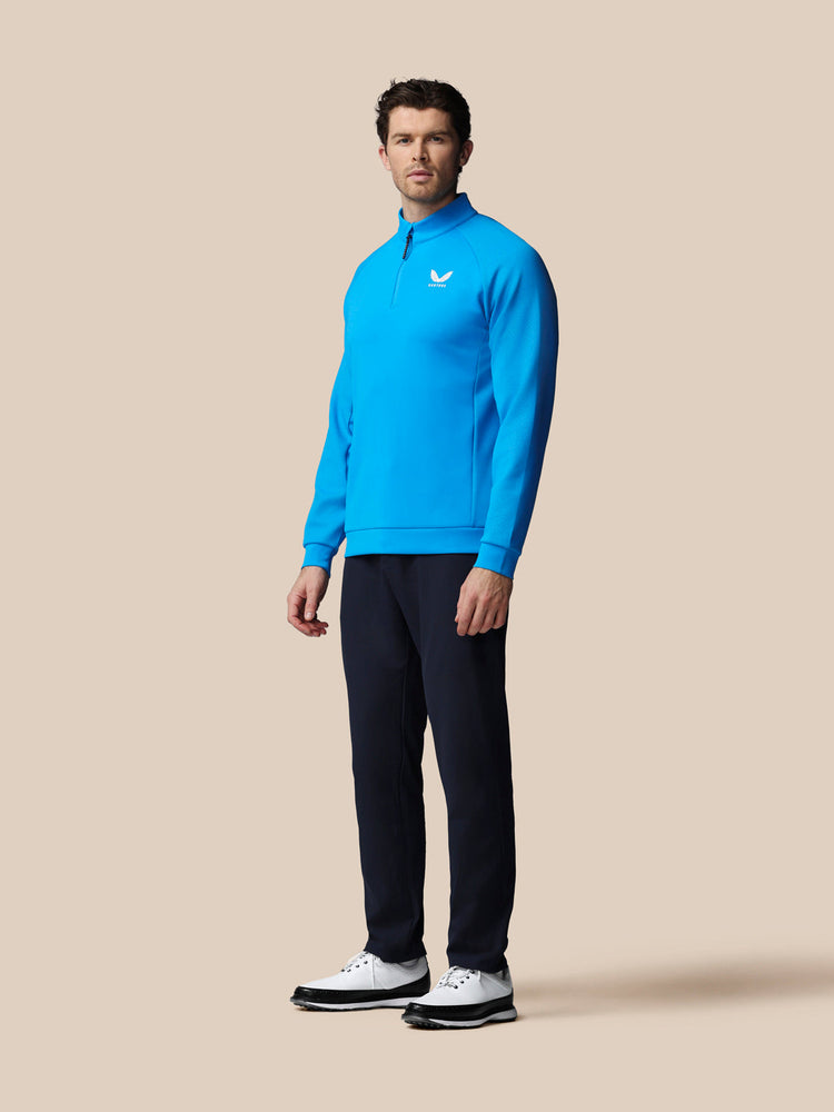 Men's Golf Flex Debossed Quarter Zip Long Sleeve Top - Blue