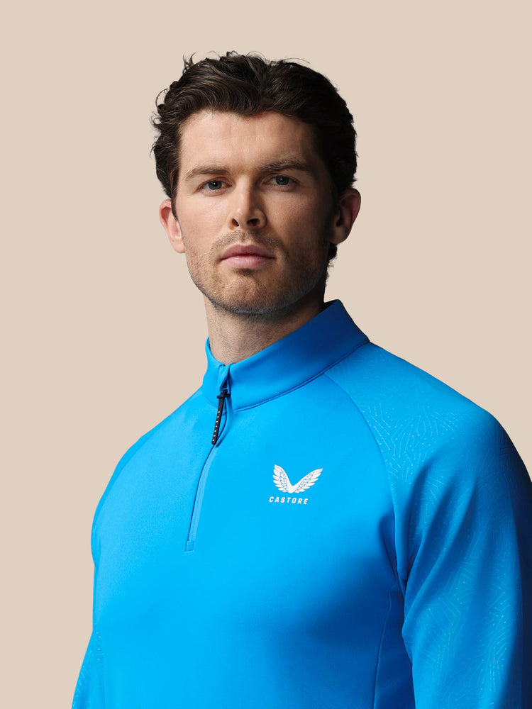 Men's Golf Flex Debossed Quarter Zip Long Sleeve Top - Blue