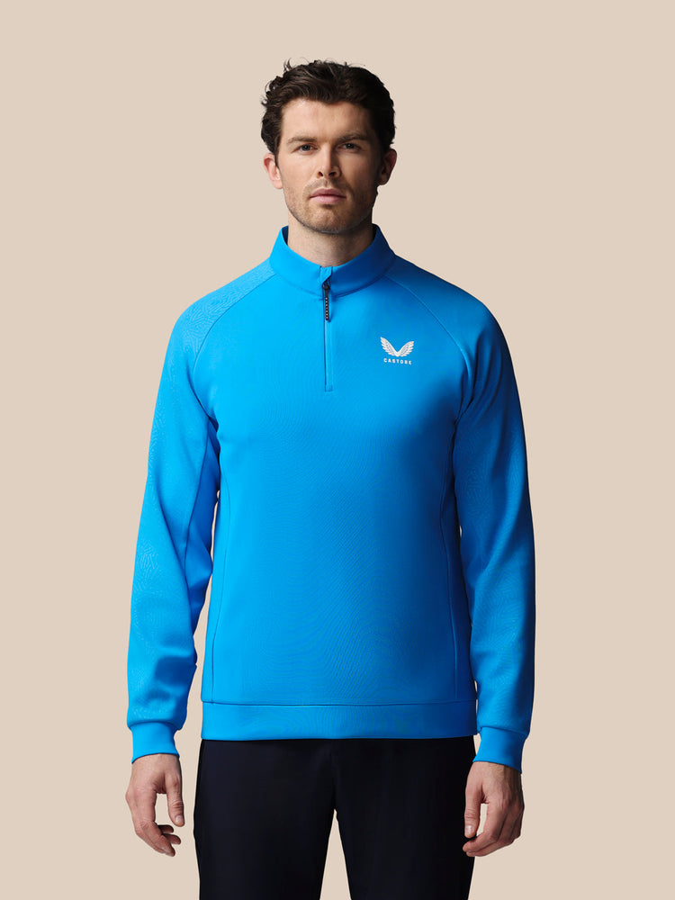 Men's Golf Flex Debossed Quarter Zip Long Sleeve Top - Blue