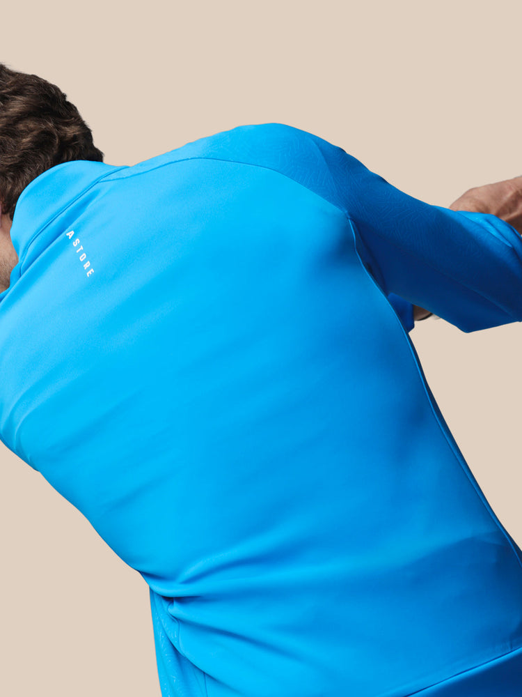 Men's Golf Flex Debossed Quarter Zip Long Sleeve Top - Blue