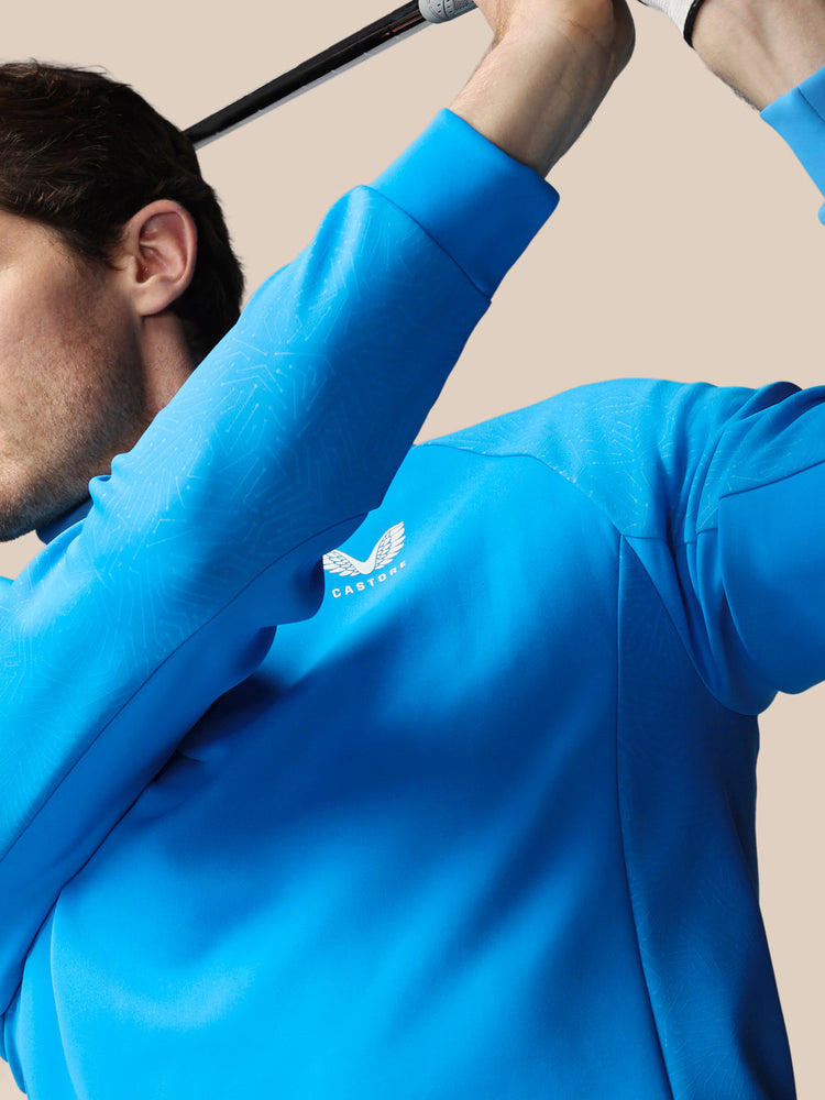 Men's Golf Flex Debossed Quarter Zip Long Sleeve Top - Blue