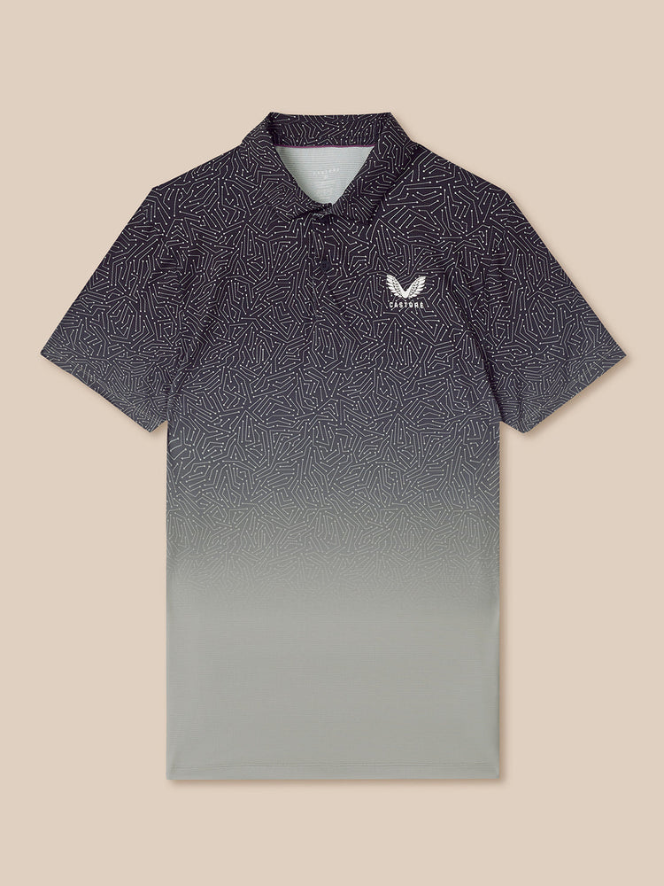 Men's Golf Map Printed Short Sleeve Polo Top - Navy