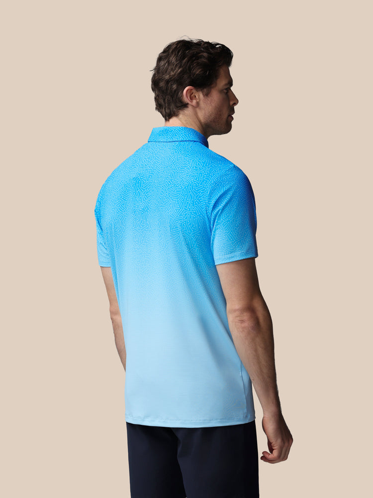 Men's Golf Map Printed Short Sleeve Polo Top - Blue