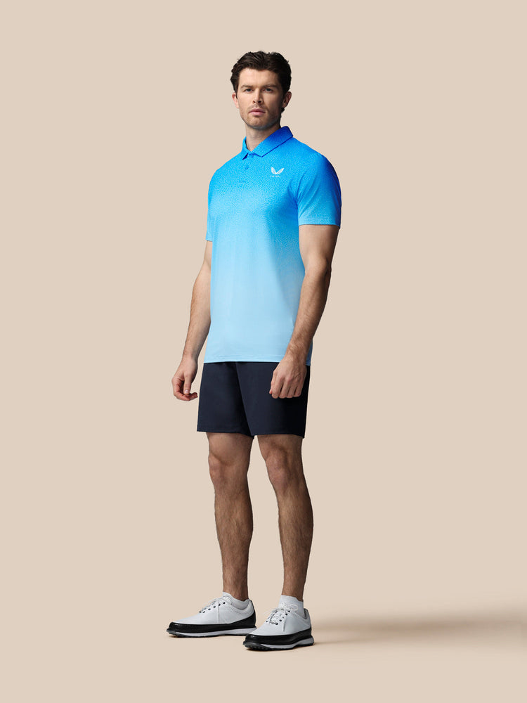 Men's Golf Map Printed Short Sleeve Polo Top - Blue