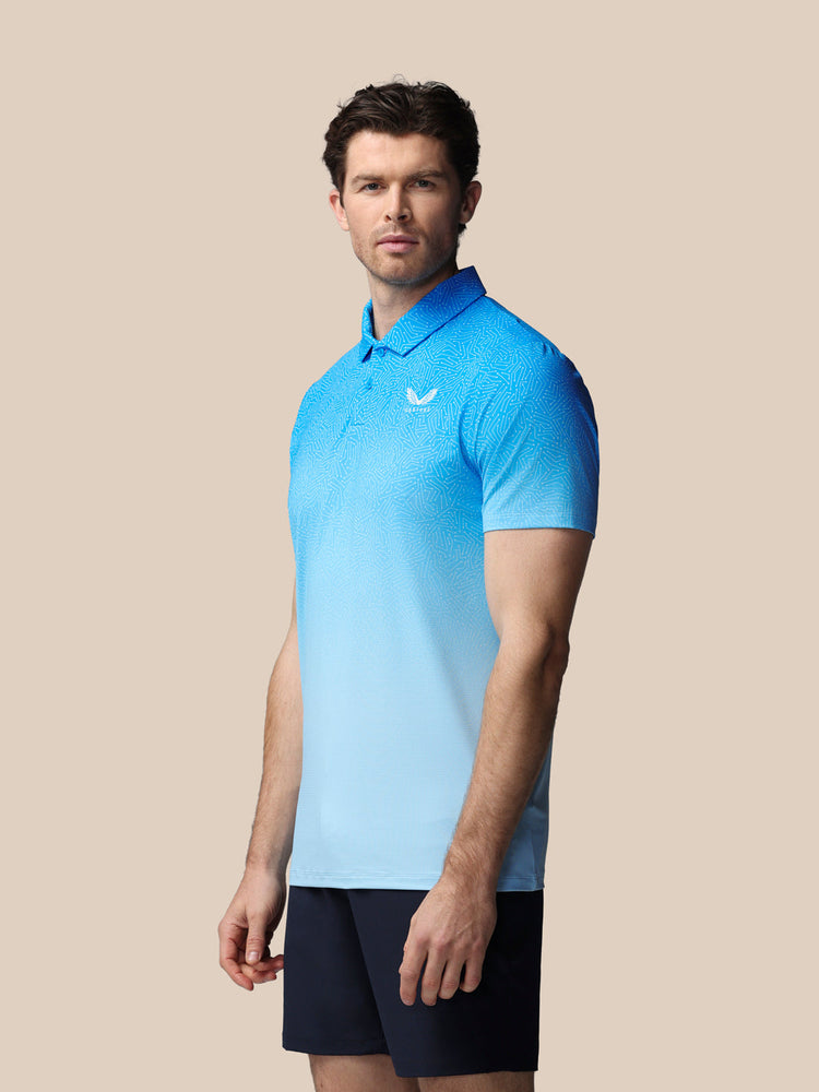 Men's Golf Map Printed Short Sleeve Polo Top - Blue