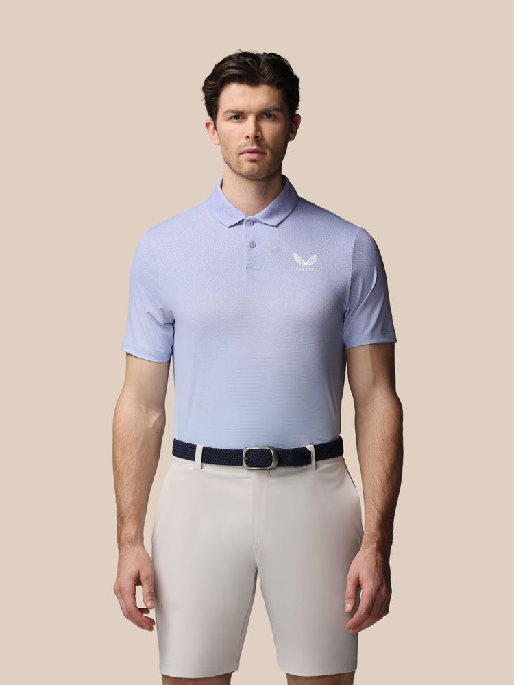 Men's Golf Map Printed Short Sleeve Polo Top - Lavender