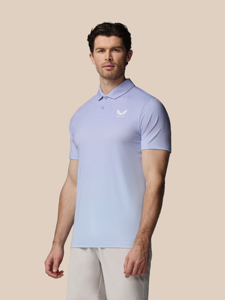 Men's Golf Map Printed Short Sleeve Polo Top - Lavender