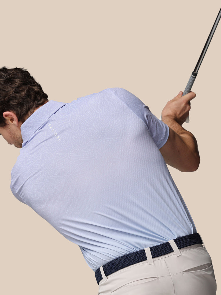 Men's Golf Map Printed Short Sleeve Polo Top - Lavender