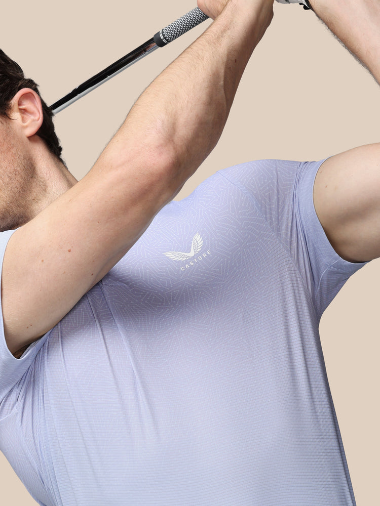 Men's Golf Map Printed Short Sleeve Polo Top - Lavender