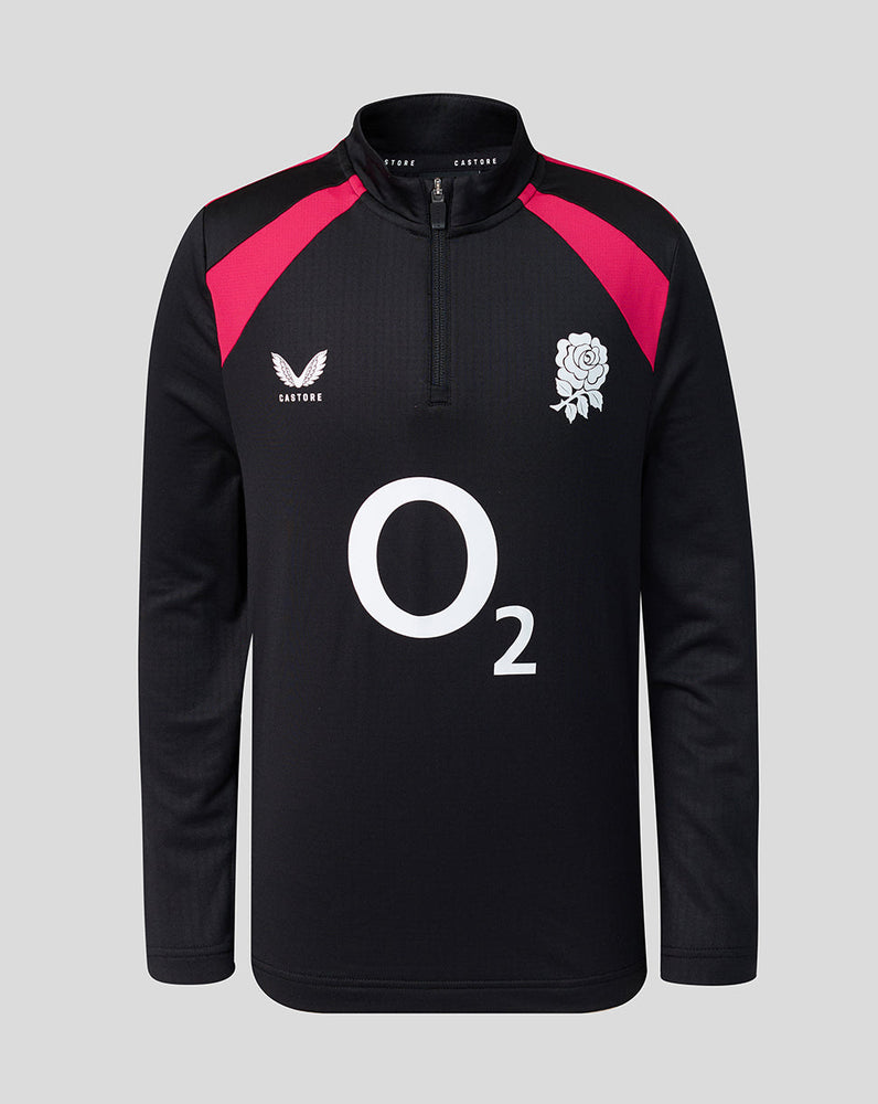 Black sports jacket with red accents, white logo, and 'O2' branding on a gray background