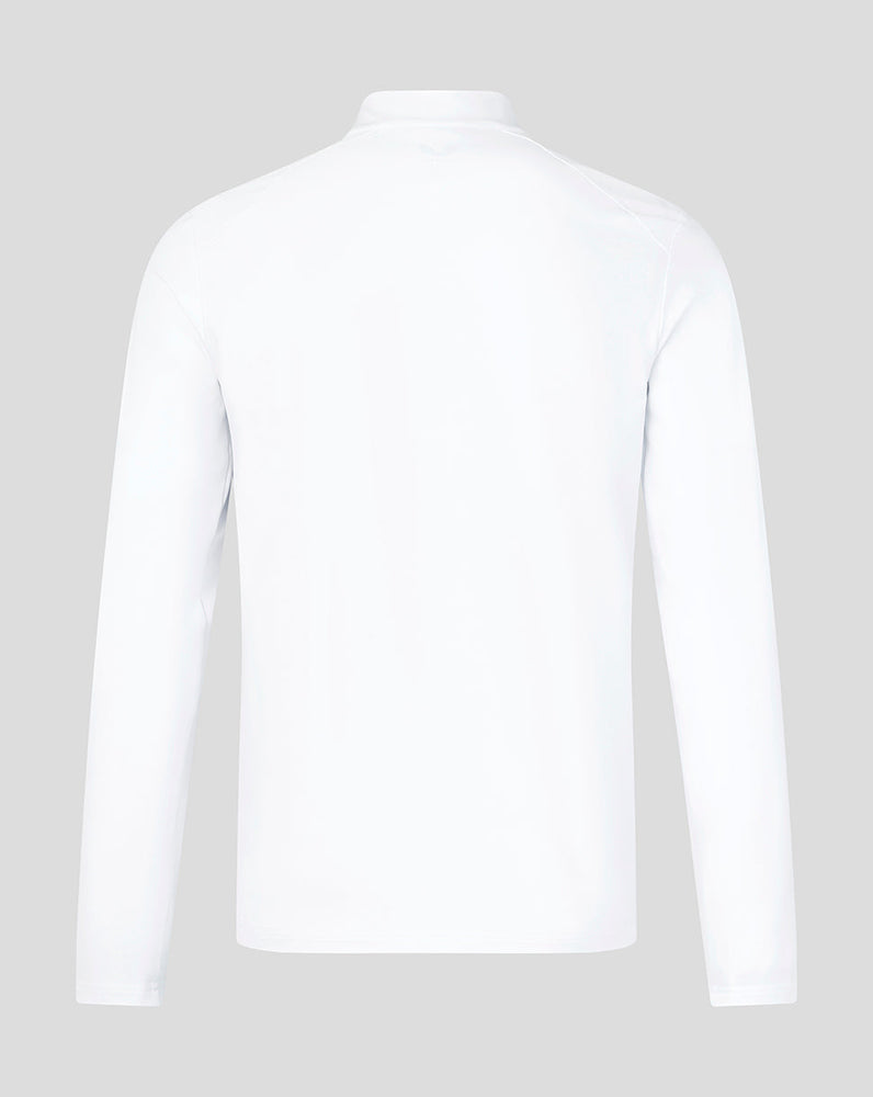 White long-sleeve shirt on a light gray background