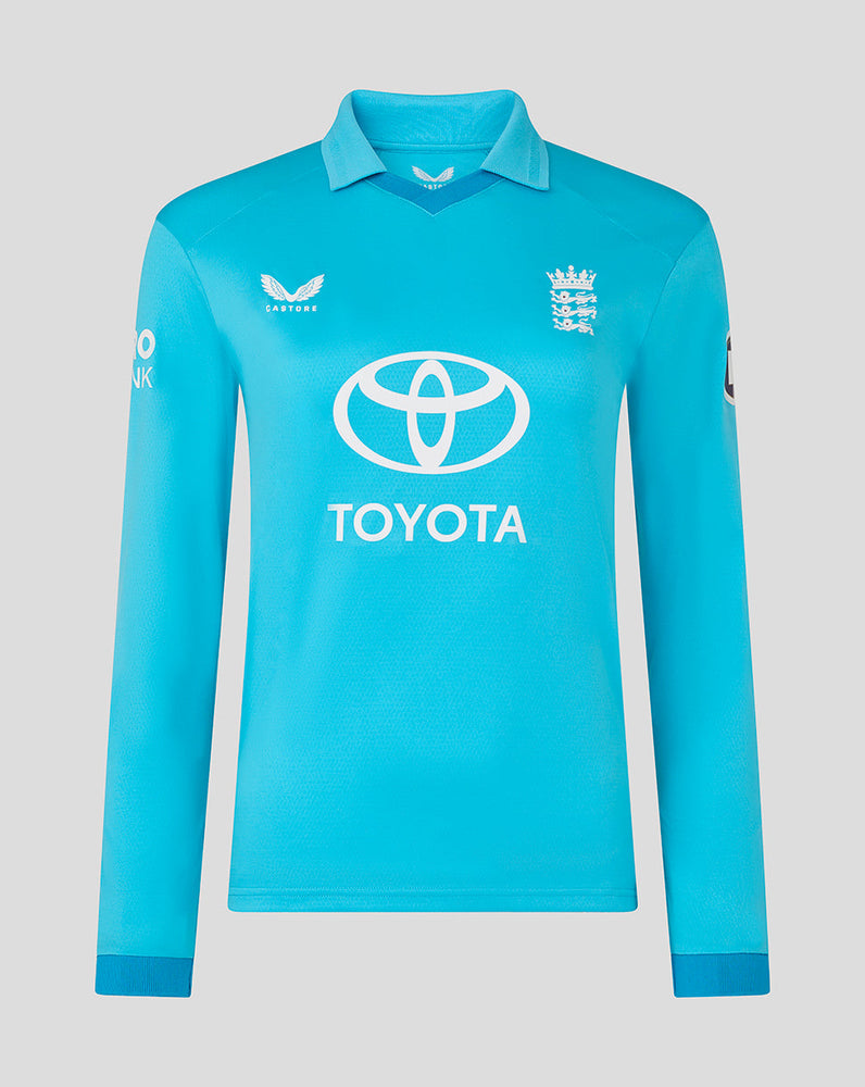 Blue sports jersey with Toyota logo on a gray background