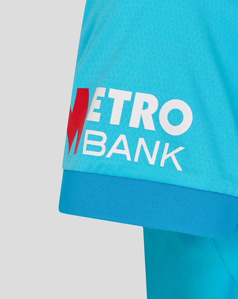 Teal shirt with 'Metro Bank' logo on a light gray background