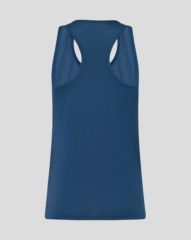Blue tank top on a light gray background